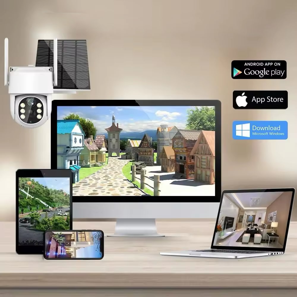 Cameră wireless de supraveghere în aer liber cu energie cu panou solar