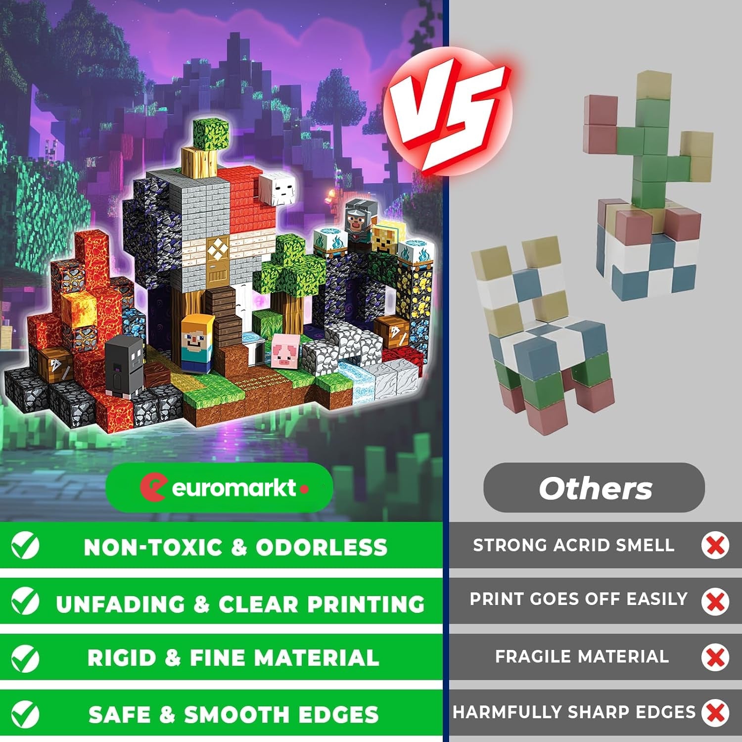 MAGNECRAFT Magnetic Blocks – 200 buc. cuburi magnetice de construcție STEM pentru copii 3+