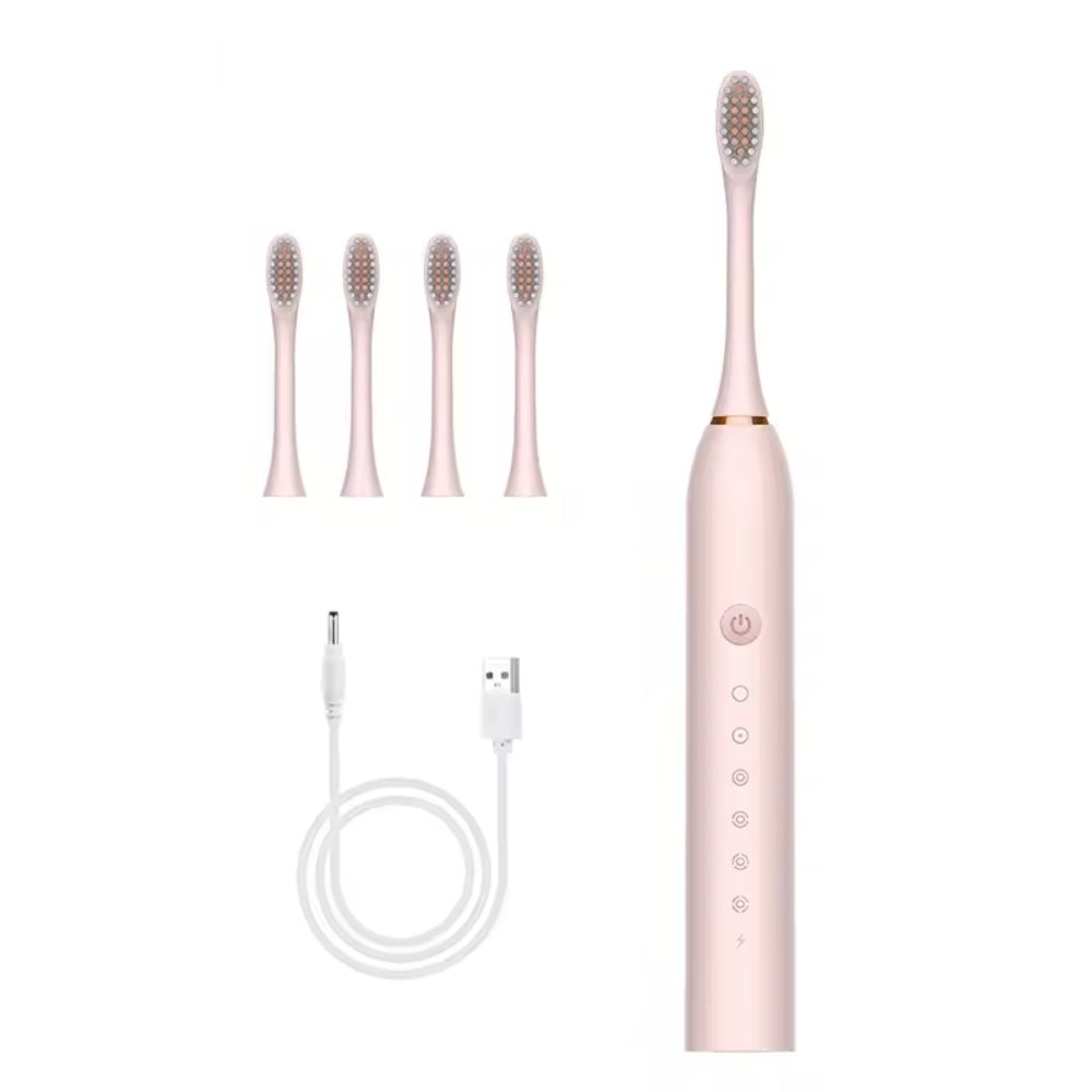 Periuță de dinți electrică cu temporizator încorporat, 4 capete de perie suplimentare, suport și carcasă