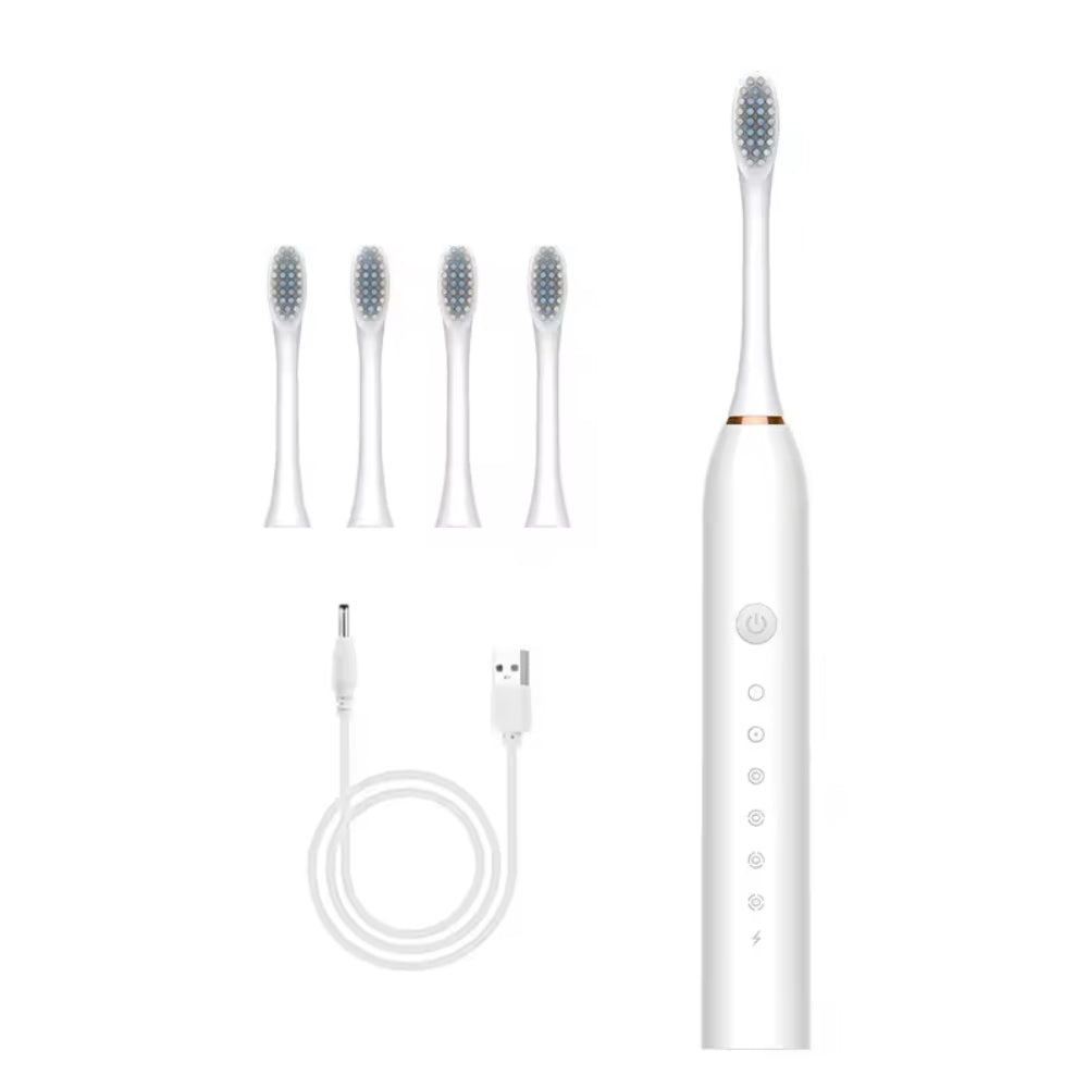 Periuță de dinți electrică cu temporizator încorporat, 4 capete de perie suplimentare, suport și carcasă