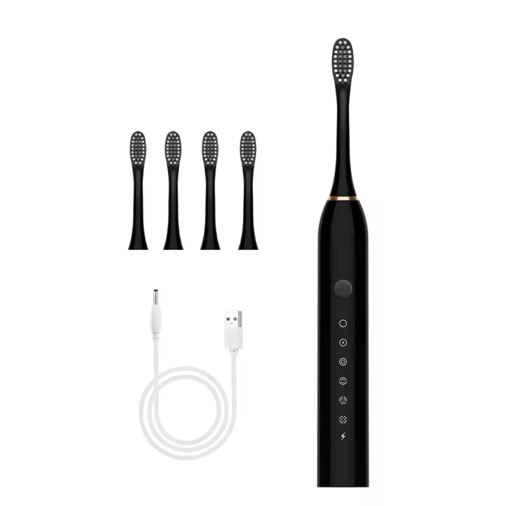 Periuță de dinți electrică cu temporizator încorporat, 4 capete de perie suplimentare, suport și carcasă