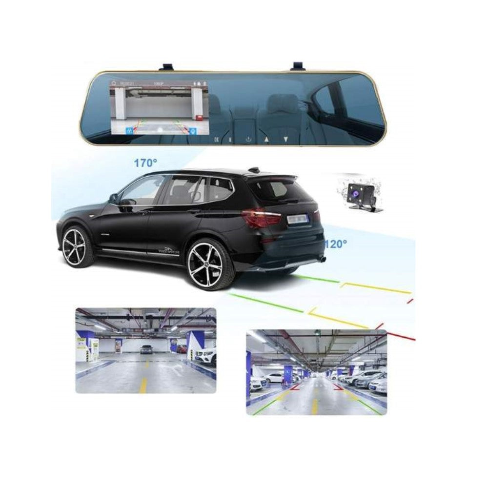 Oglinda retrovizoare auto cu ecran LCD de 4,3 inchi, recorder si doua camere