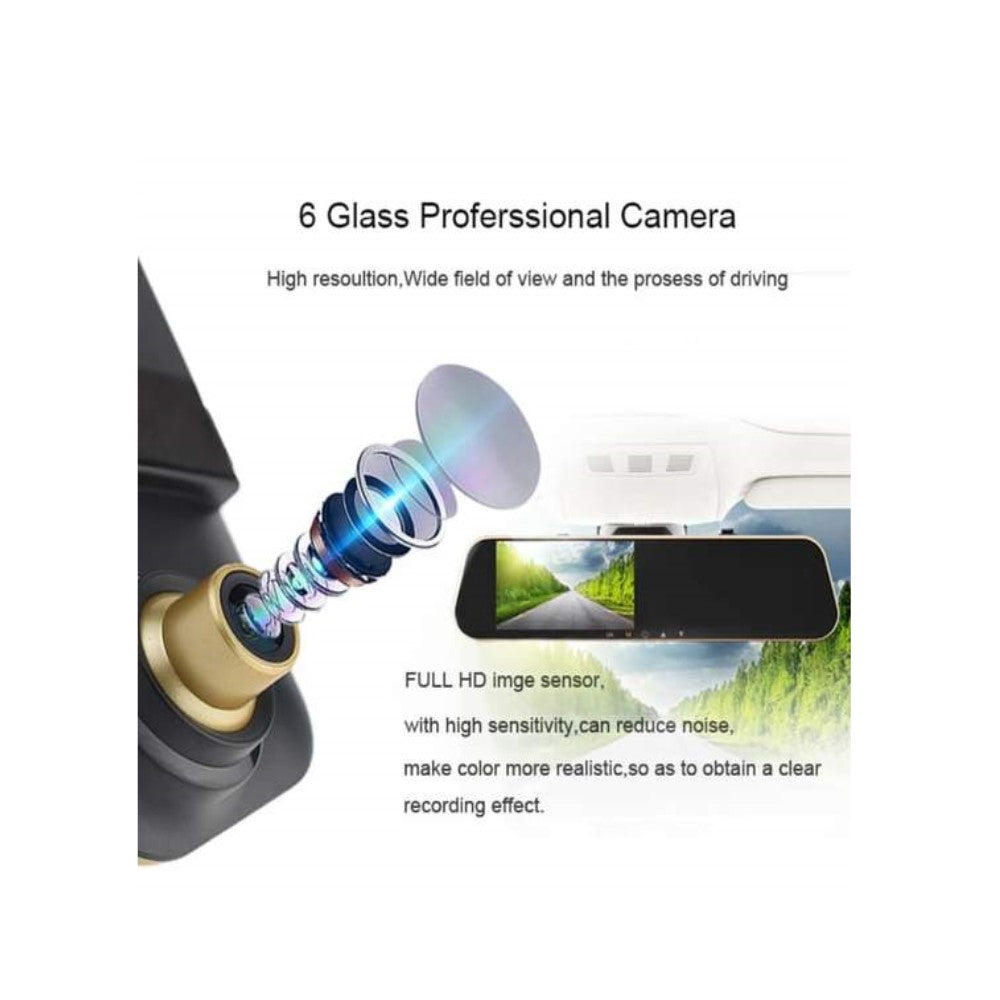 Oglinda retrovizoare auto cu ecran LCD de 4,3 inchi, recorder si doua camere