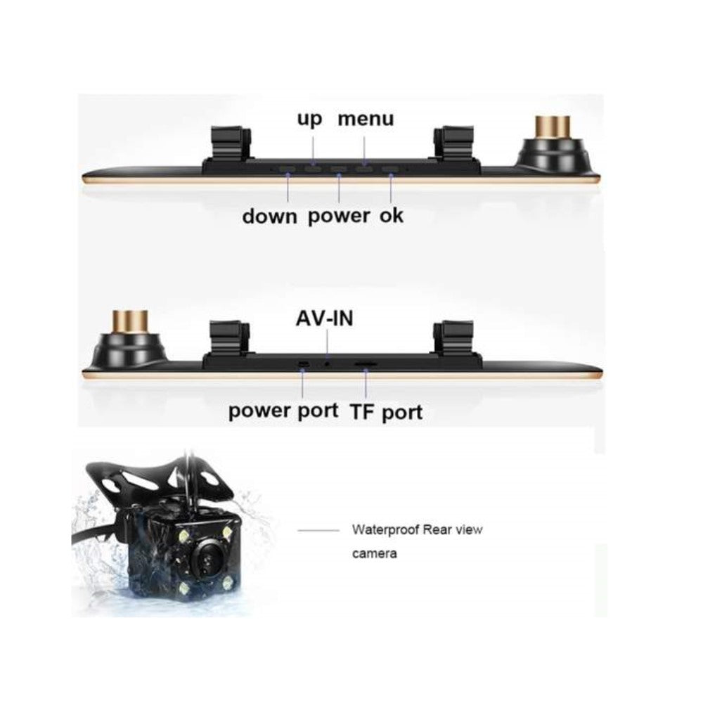 Oglinda retrovizoare auto cu ecran LCD de 4,3 inchi, recorder si doua camere