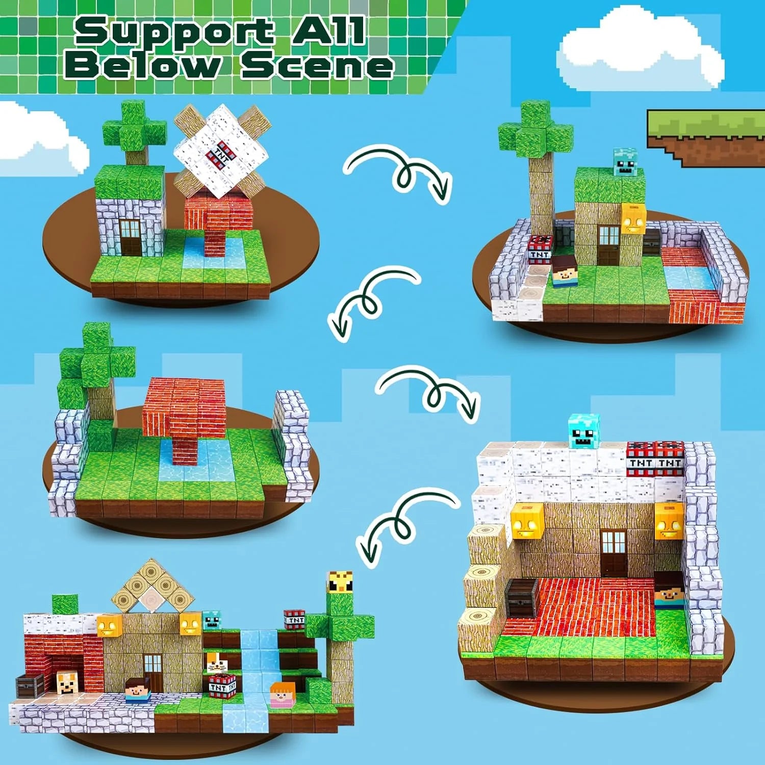 MAGNECRAFT Magnetic Blocks FOREST LIFE – 100 buc. cuburi magnetice de construcție STEM pentru copii 3+