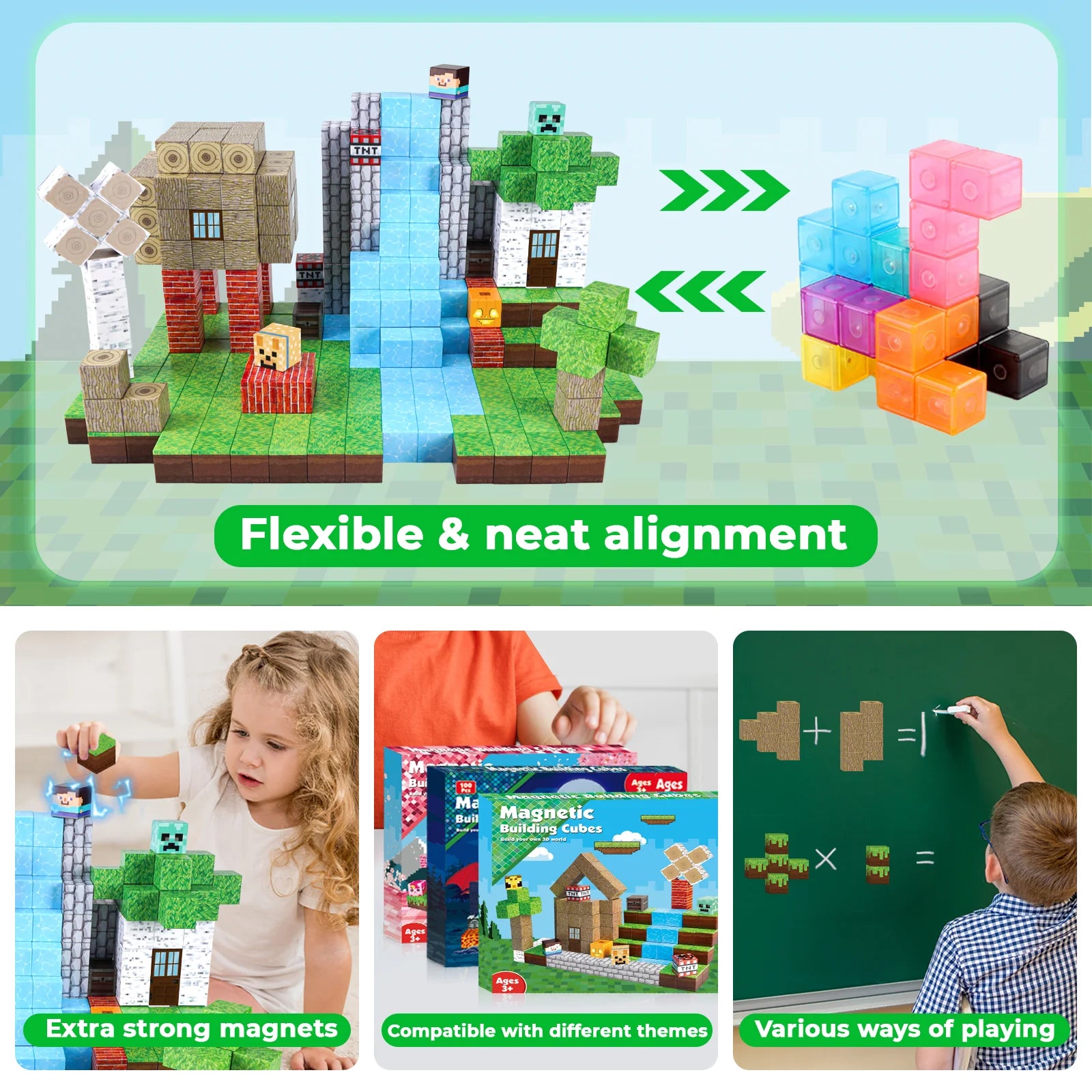 MAGNECRAFT Magnetic Blocks FOREST LIFE – 100 buc. cuburi magnetice de construcție STEM pentru copii 3+