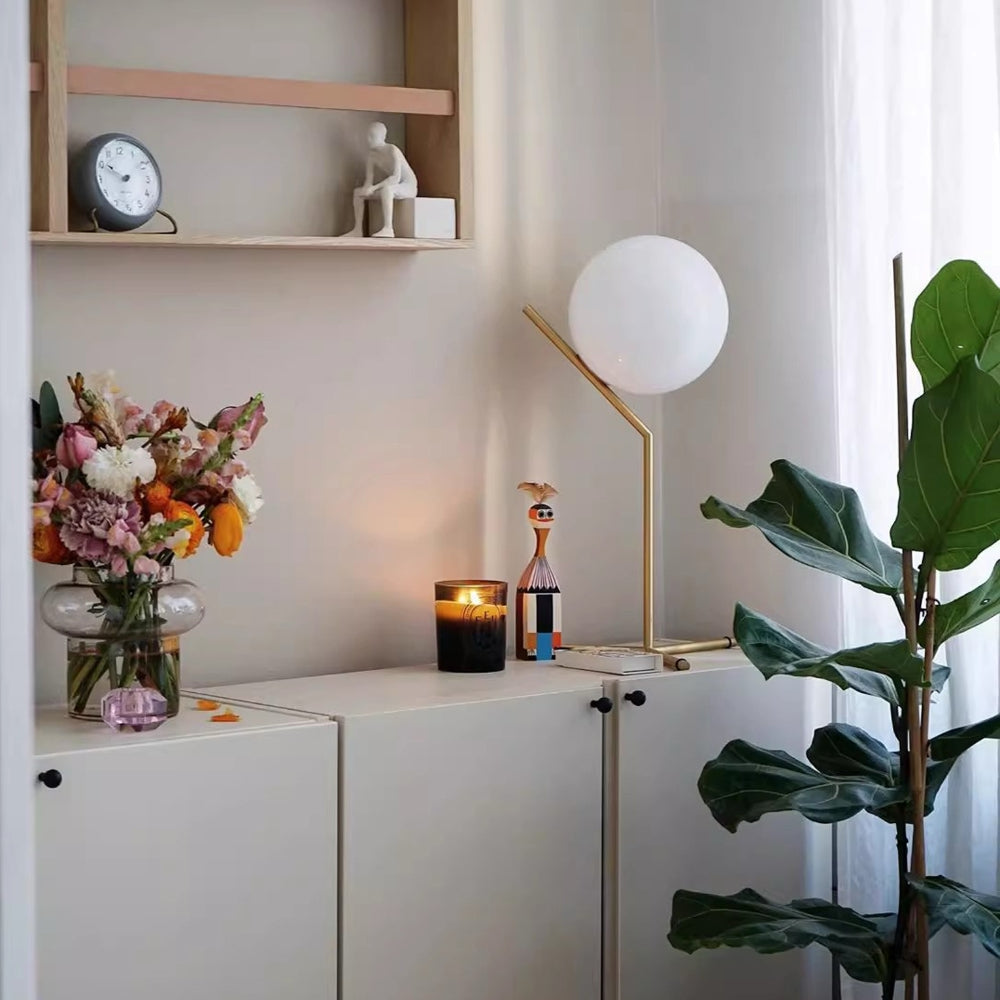 Lampă de birou de design Alaris, sticlă, metal