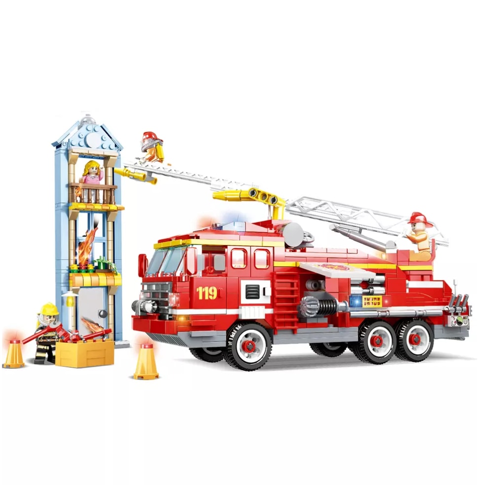 Set de cărămizi pentru mașini de pompieri 737 piese