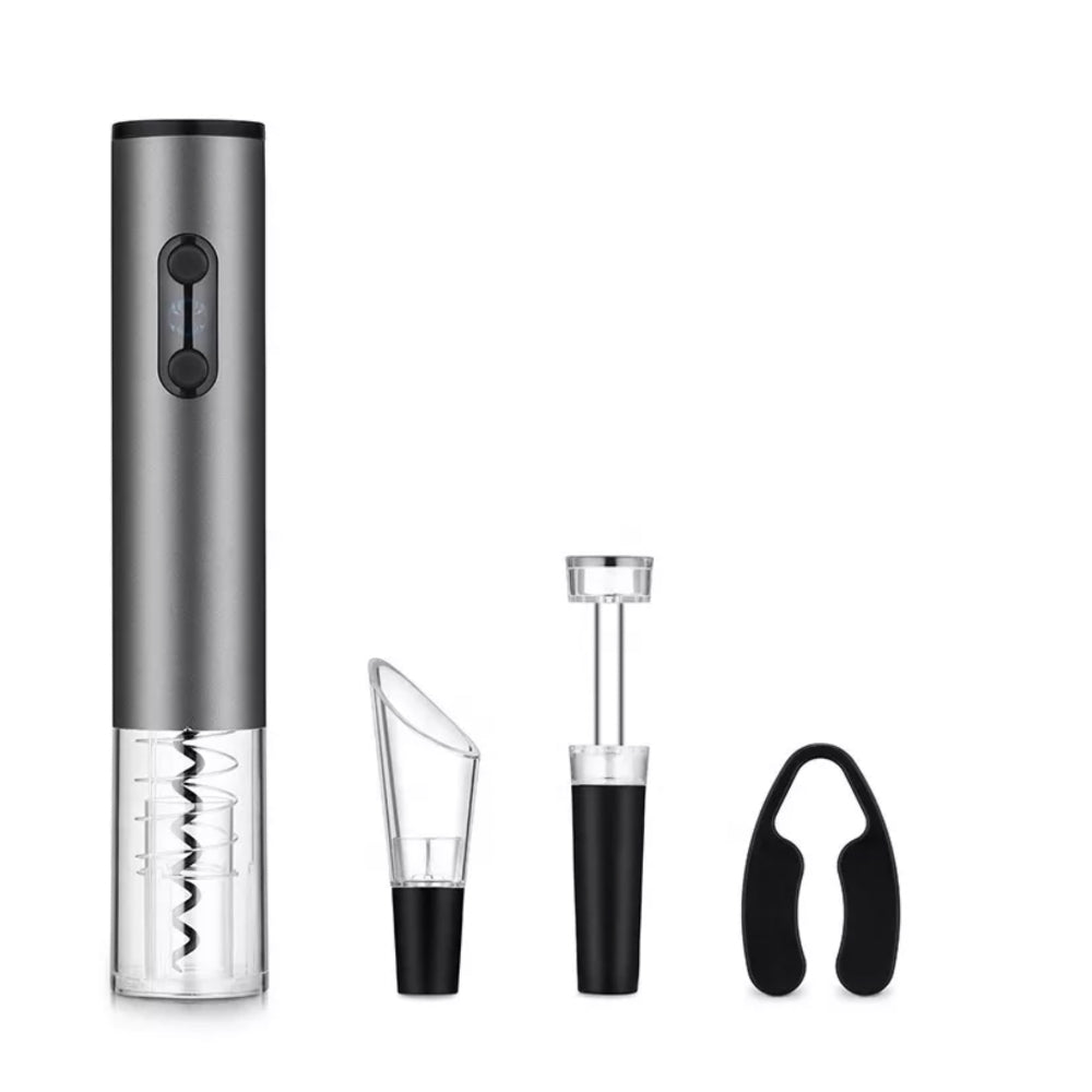 Set 4 în 1 pentru vin, deschizător electric, dop vacuum, aerator și tăietor de folie