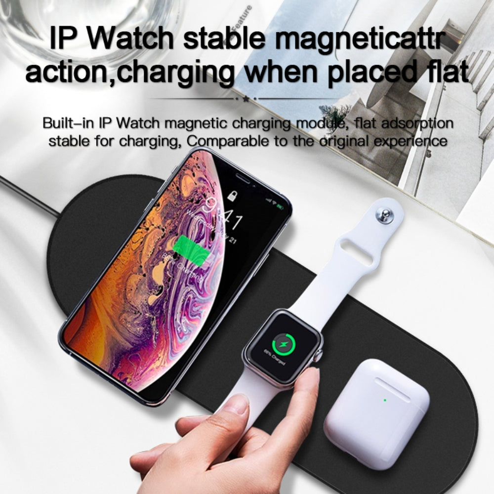 Încărcător wireless 3 în 1 pentru telefon mobil, căști și ceas