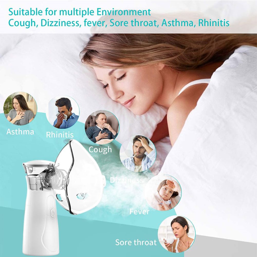 Inhalator silențios cu baterie pentru bebeluși, copii și adulți