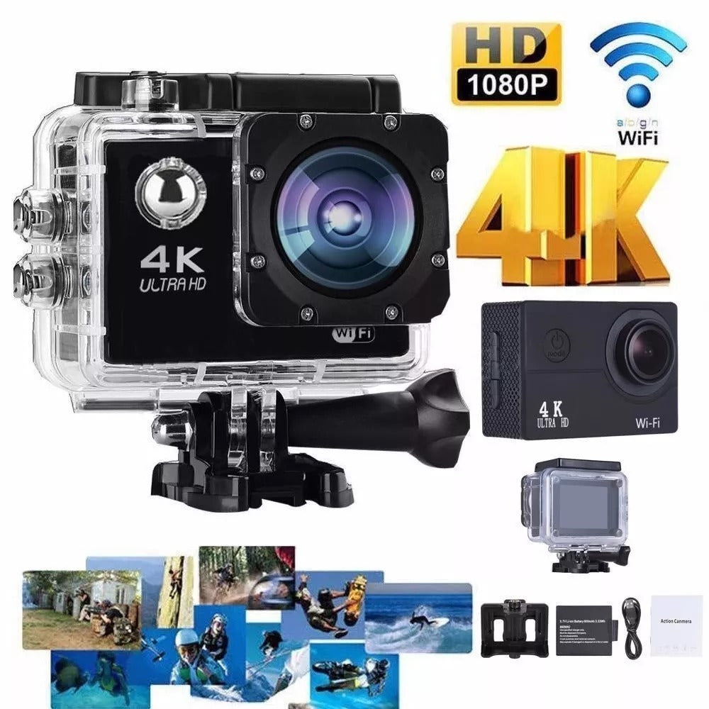 Camera de actiune 4K Ultra HD, impermeabilă, WiFi