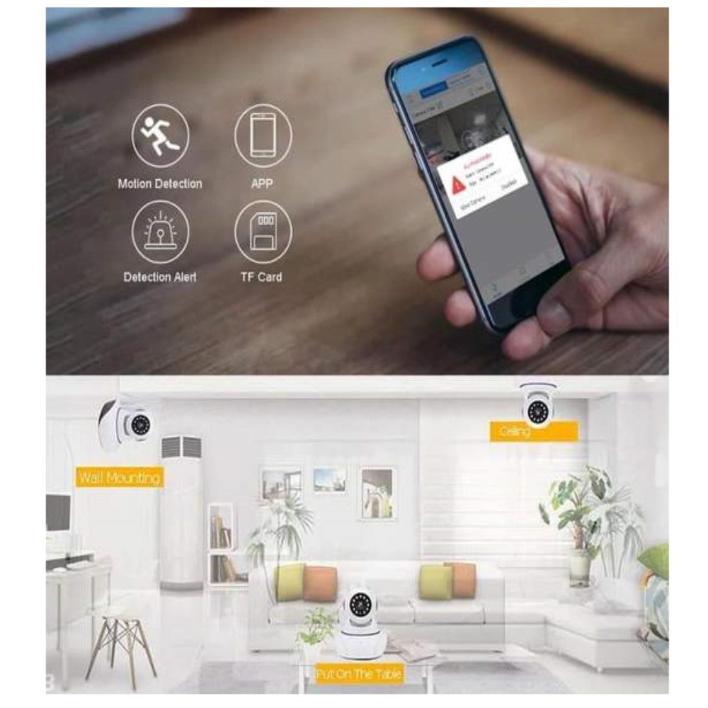 Cameră wireless cu rotire la 360° cu sunet și înregistrare pe timpul nopții