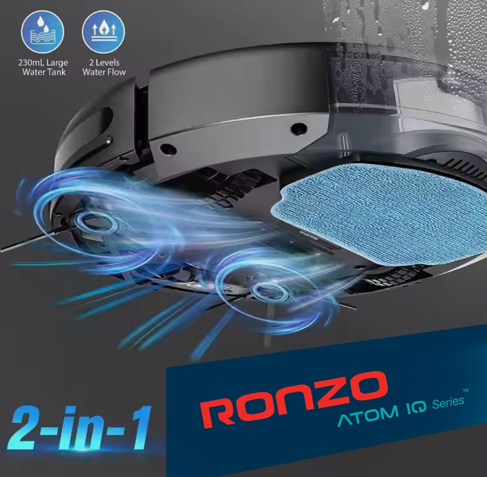 RONZO ATOM IQ Robot de aspirare și curățare a podelei cu stație de încărcare