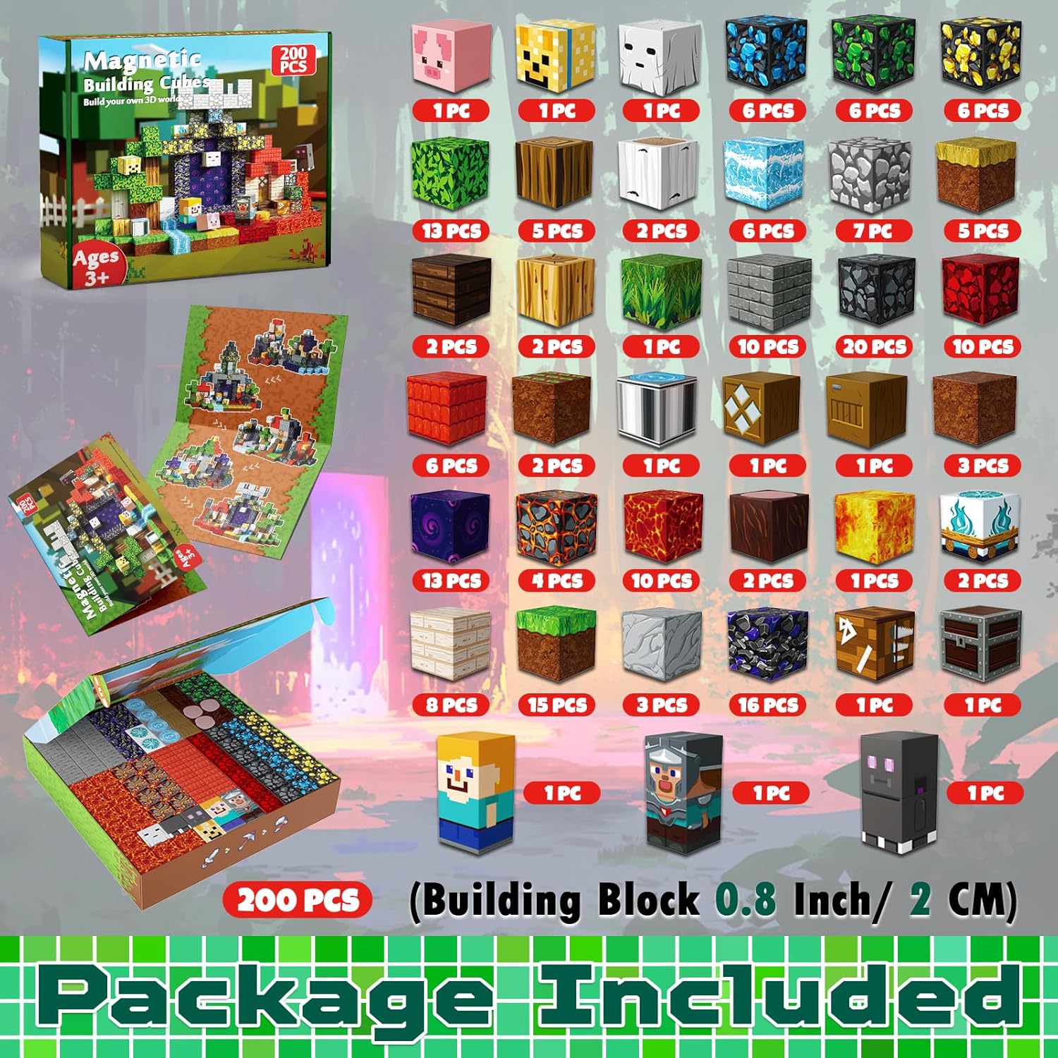 MAGNECRAFT Magnetic Blocks – 200 buc. cuburi magnetice de construcție STEM pentru copii 3+