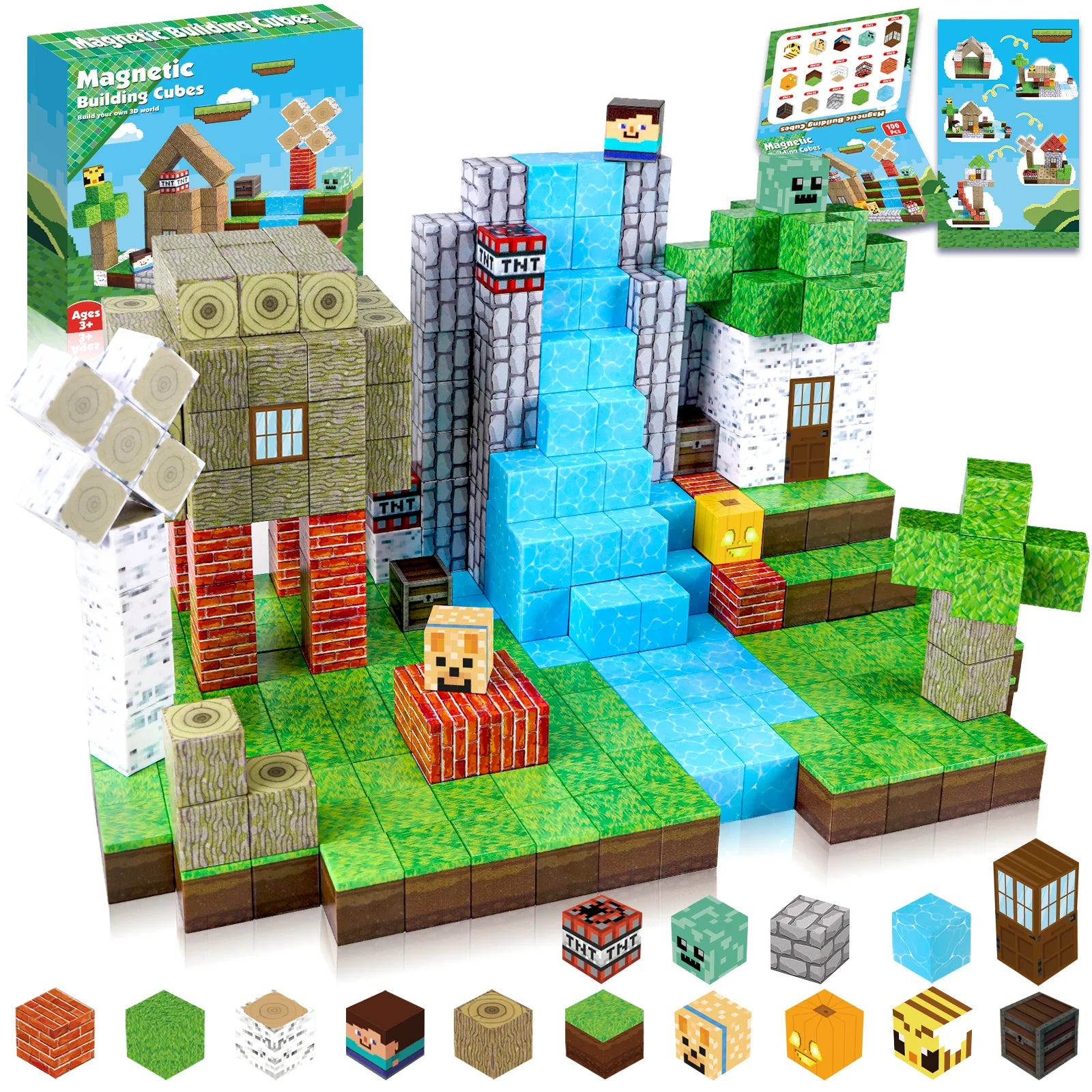 MAGNECRAFT Magnetic Blocks FOREST LIFE – 100 buc. cuburi magnetice de construcție STEM pentru copii 3+