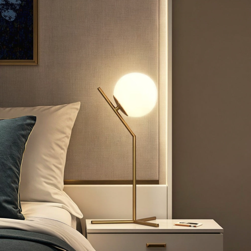 Lampă de birou de design Alaris, sticlă, metal