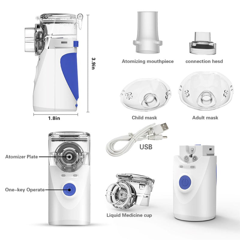 Inhalator silențios cu baterie pentru bebeluși, copii și adulți